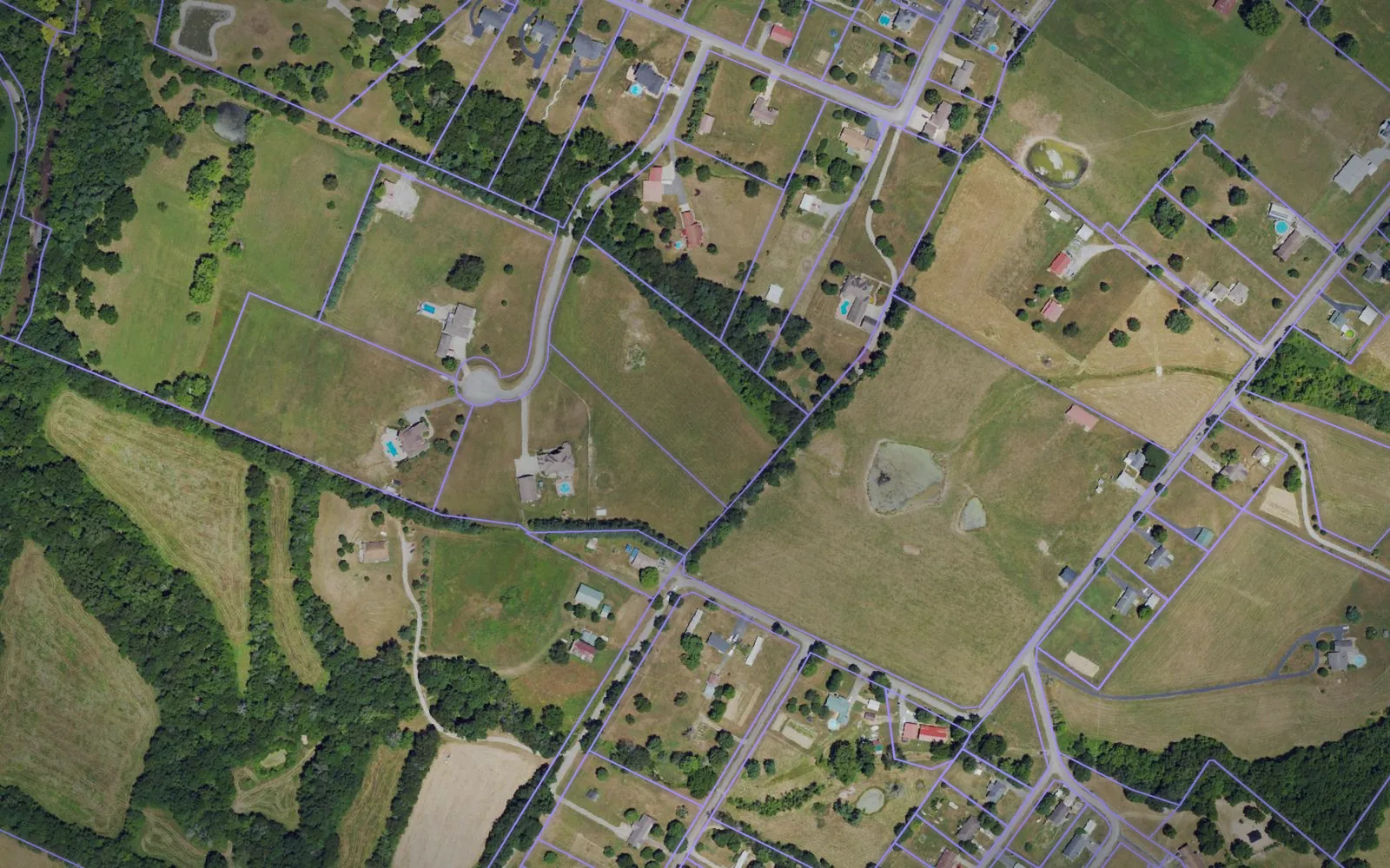 Parcel boundaries over aerial imagery of Lincoln County, Kentucky