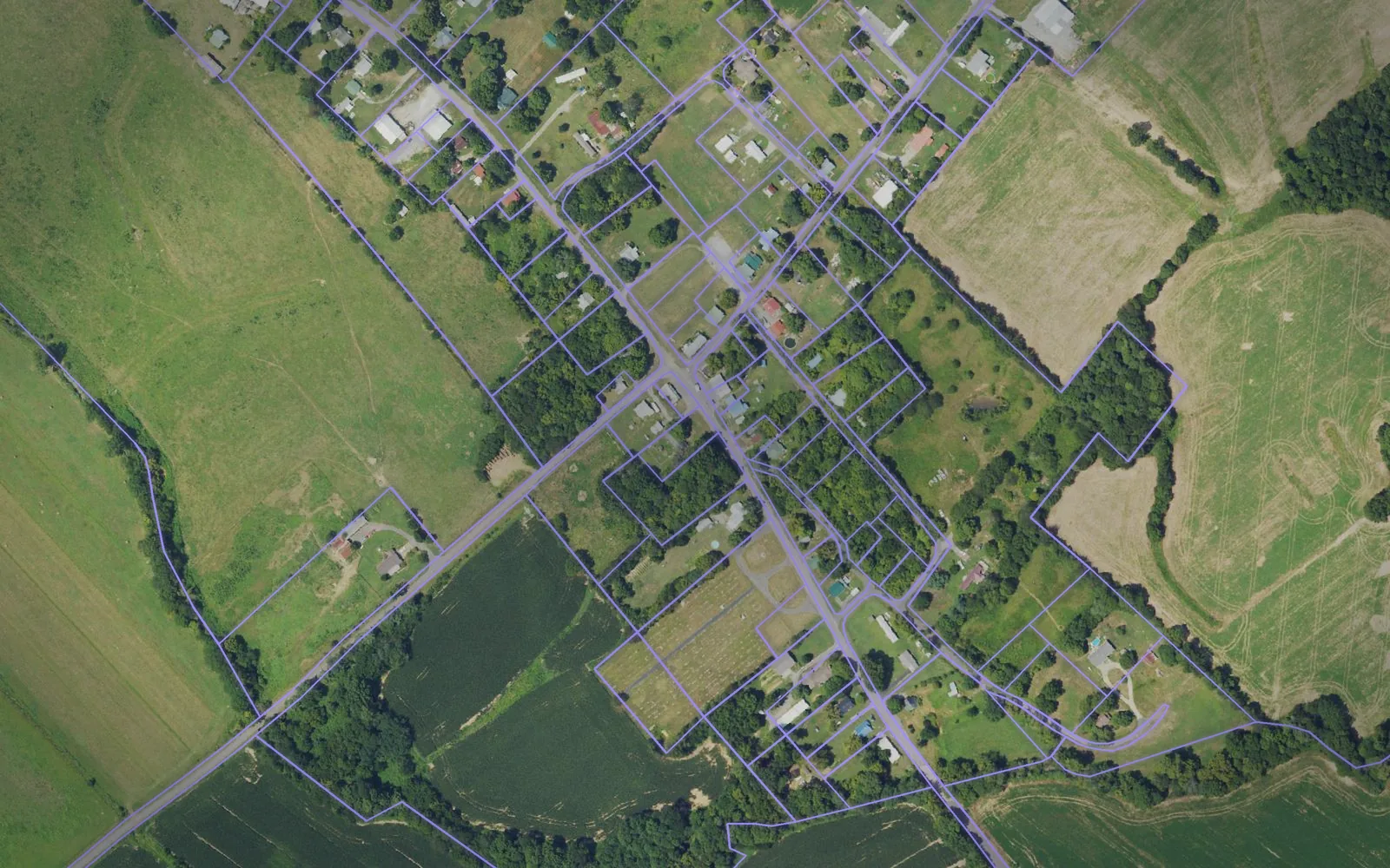 Parcel boundaries over aerial imagery of Livingston County, Kentucky