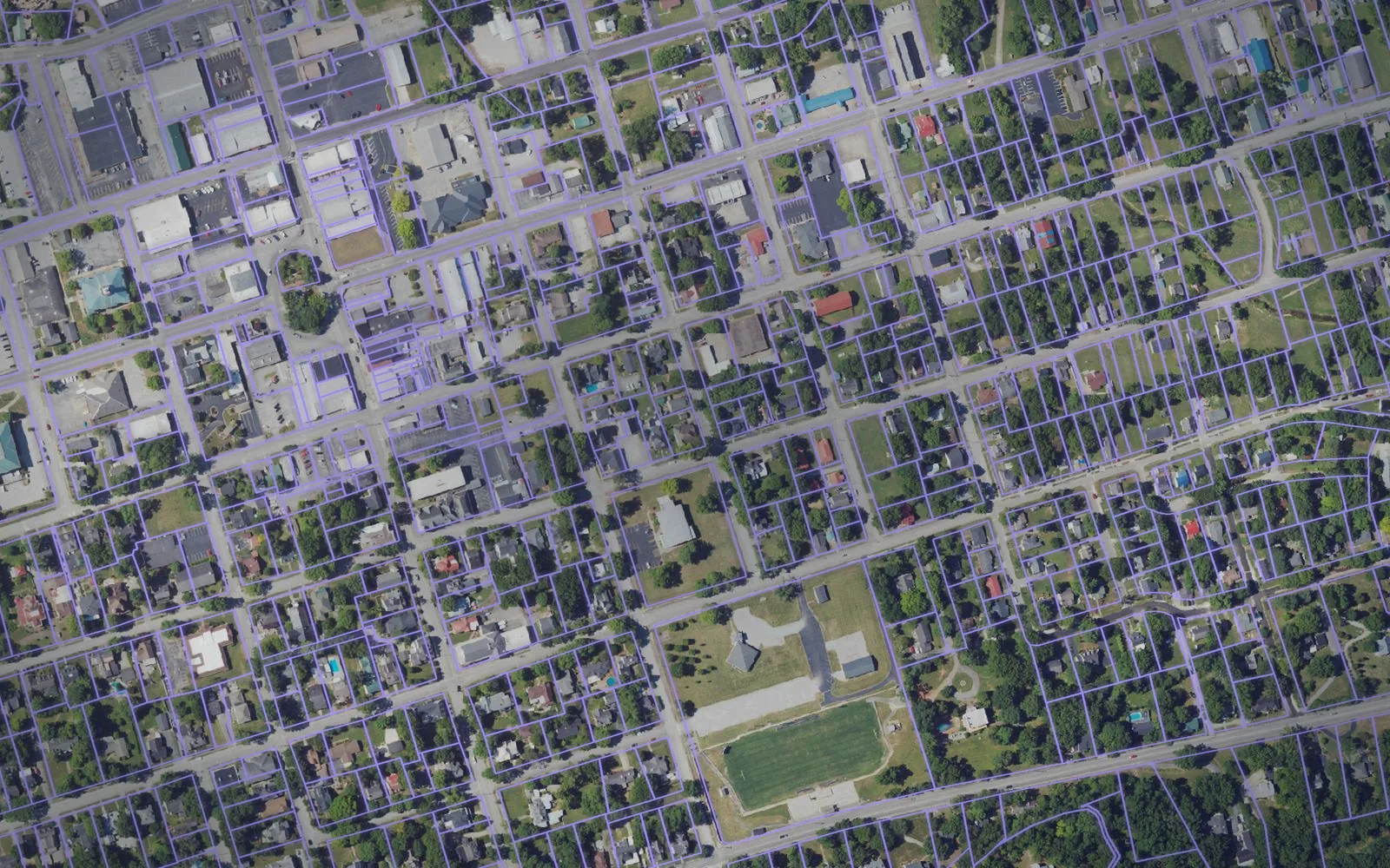 Parcel boundaries over aerial imagery of Logan County, Kentucky