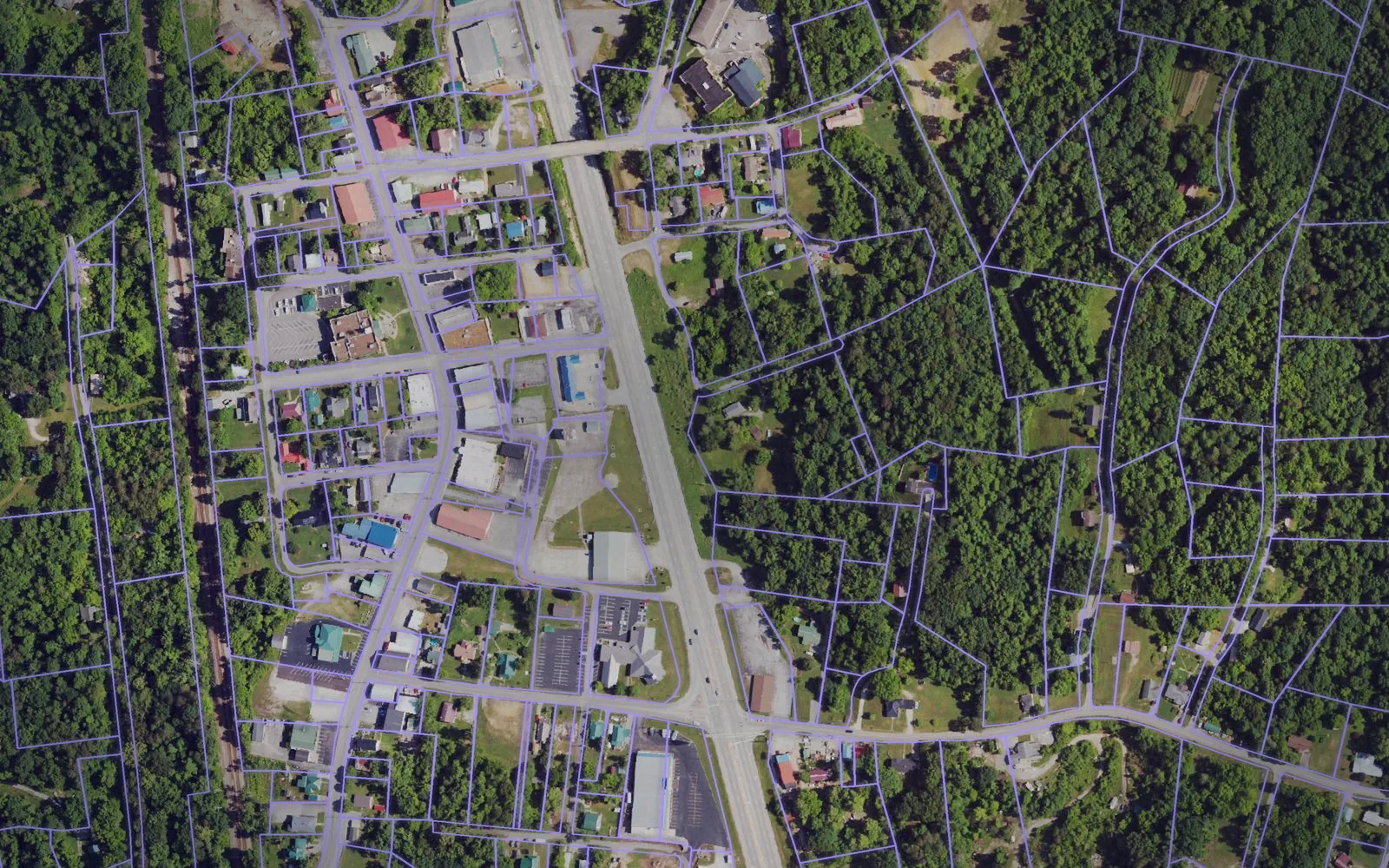 Parcel boundaries over aerial imagery of McCreary County, Kentucky