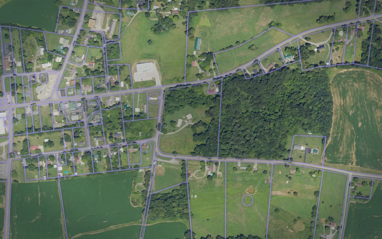 Parcel boundaries over aerial imagery of McLean County, Kentucky