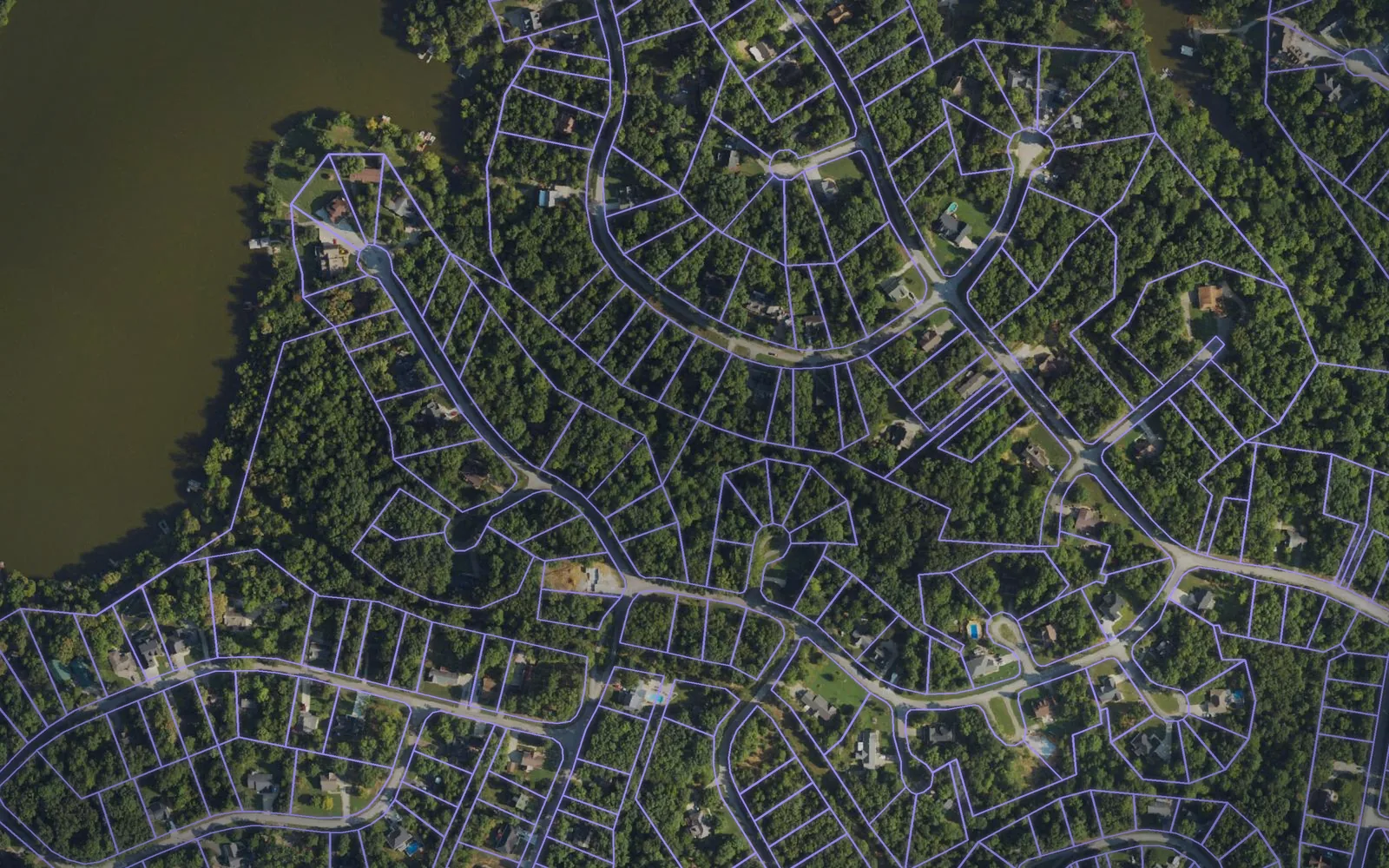 Parcel boundaries over aerial imagery of Meade County, Kentucky