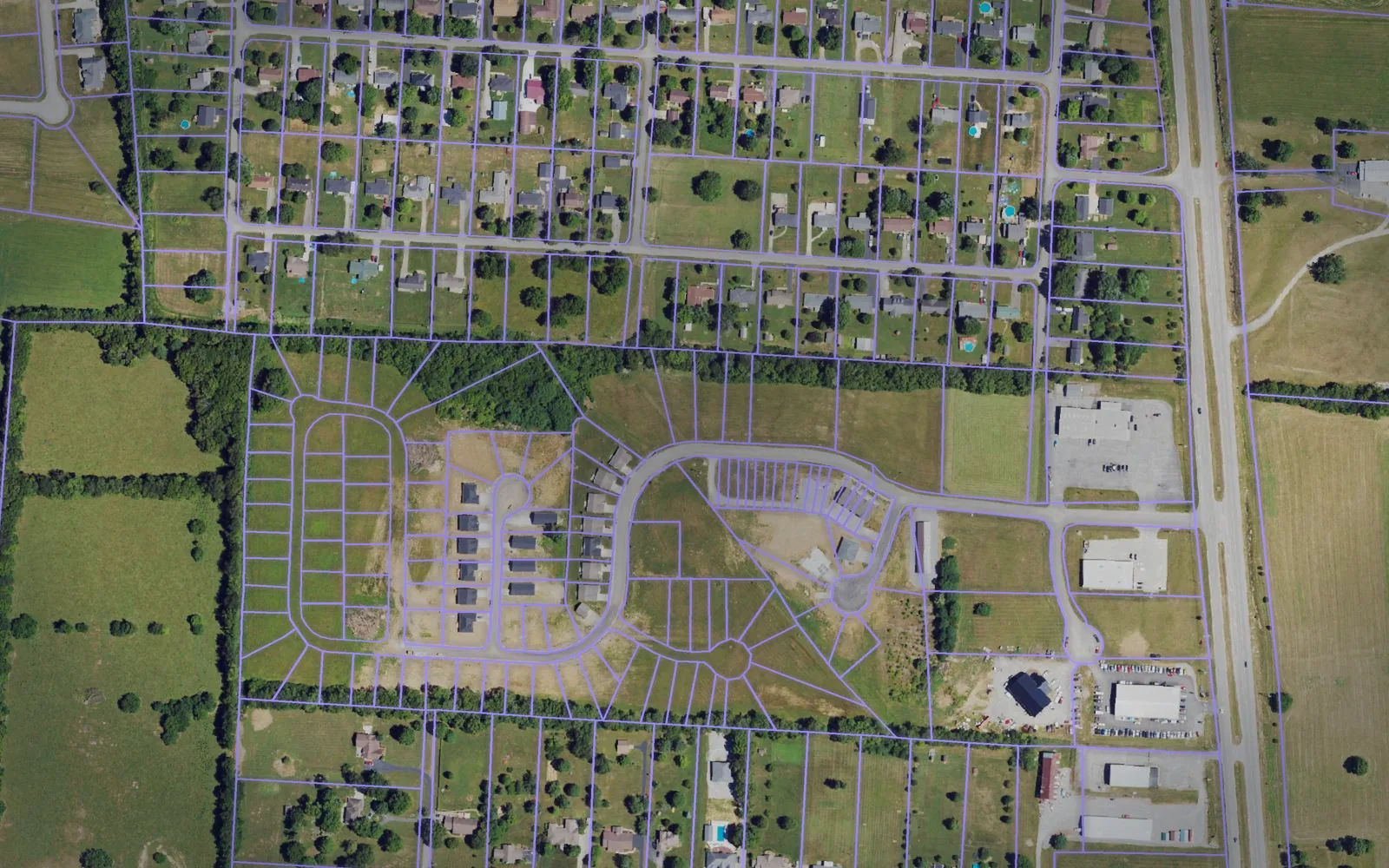 Parcel boundaries over aerial imagery of Mercer County, Kentucky