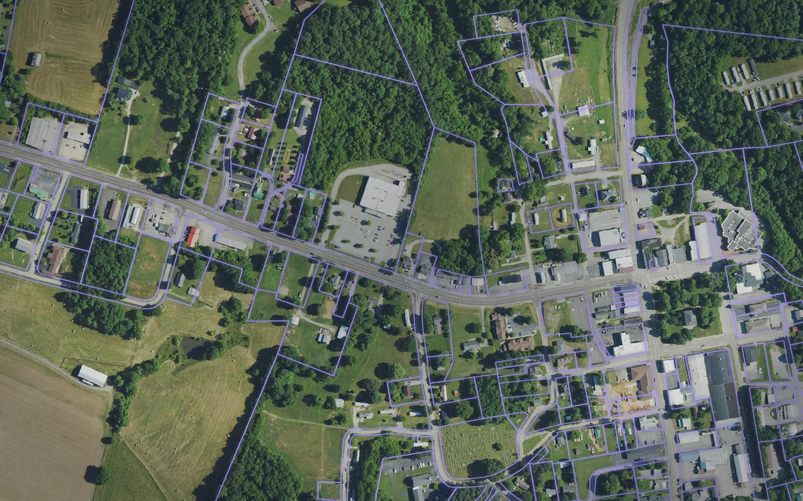 Parcel boundaries over aerial imagery of Metcalfe County, Kentucky