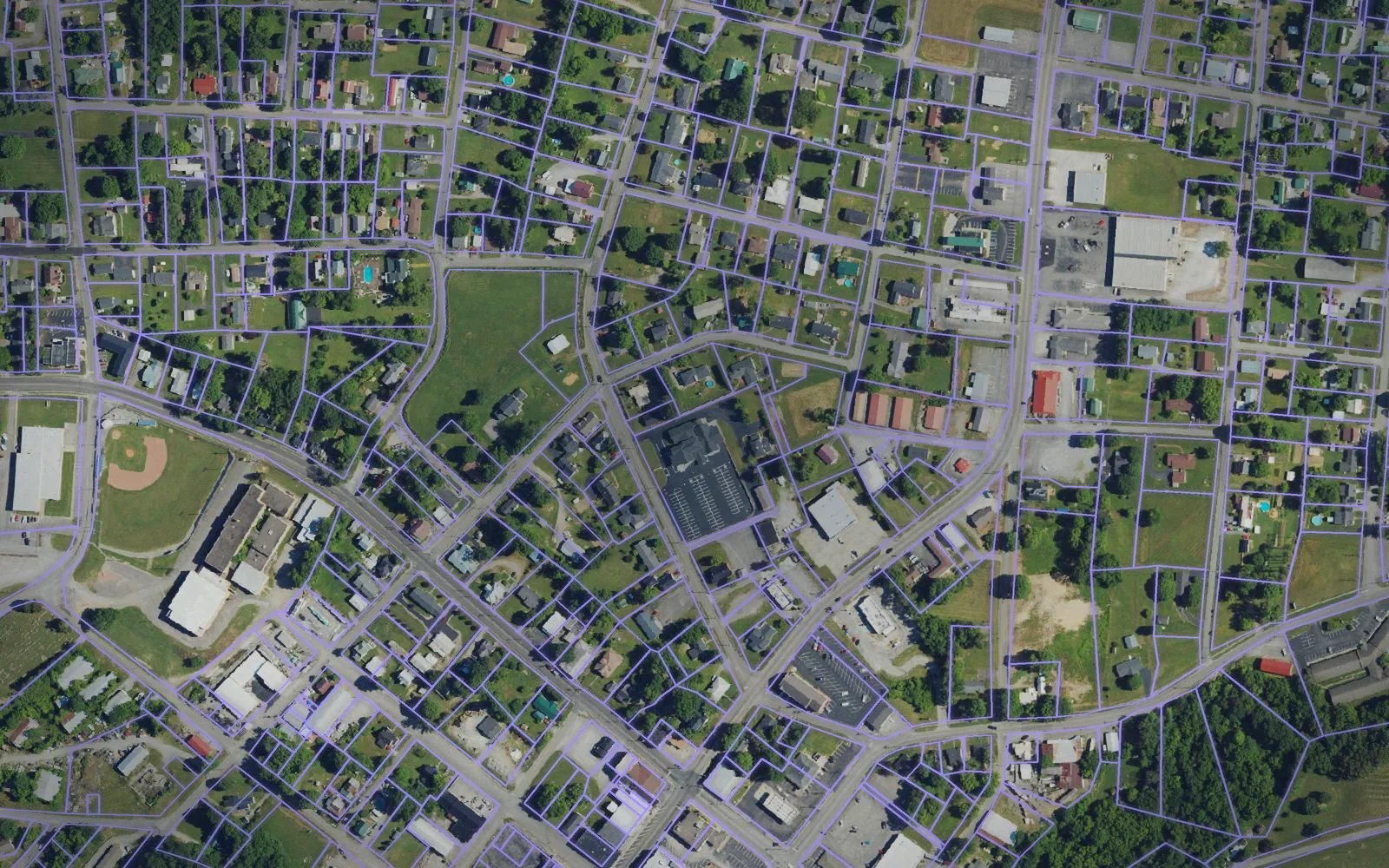 Parcel boundaries over aerial imagery of Monroe County, Kentucky