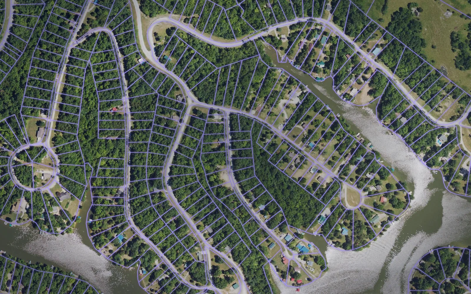 Parcel boundaries over aerial imagery of Owen County, Kentucky