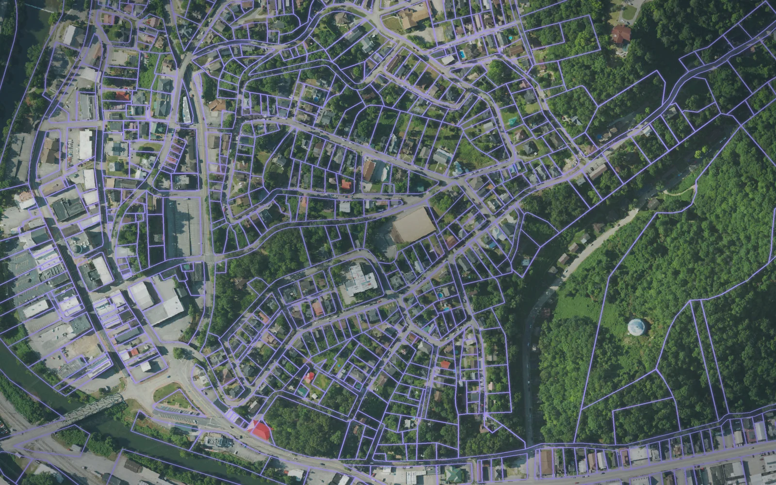 Parcel boundaries over aerial imagery of Perry County, Kentucky