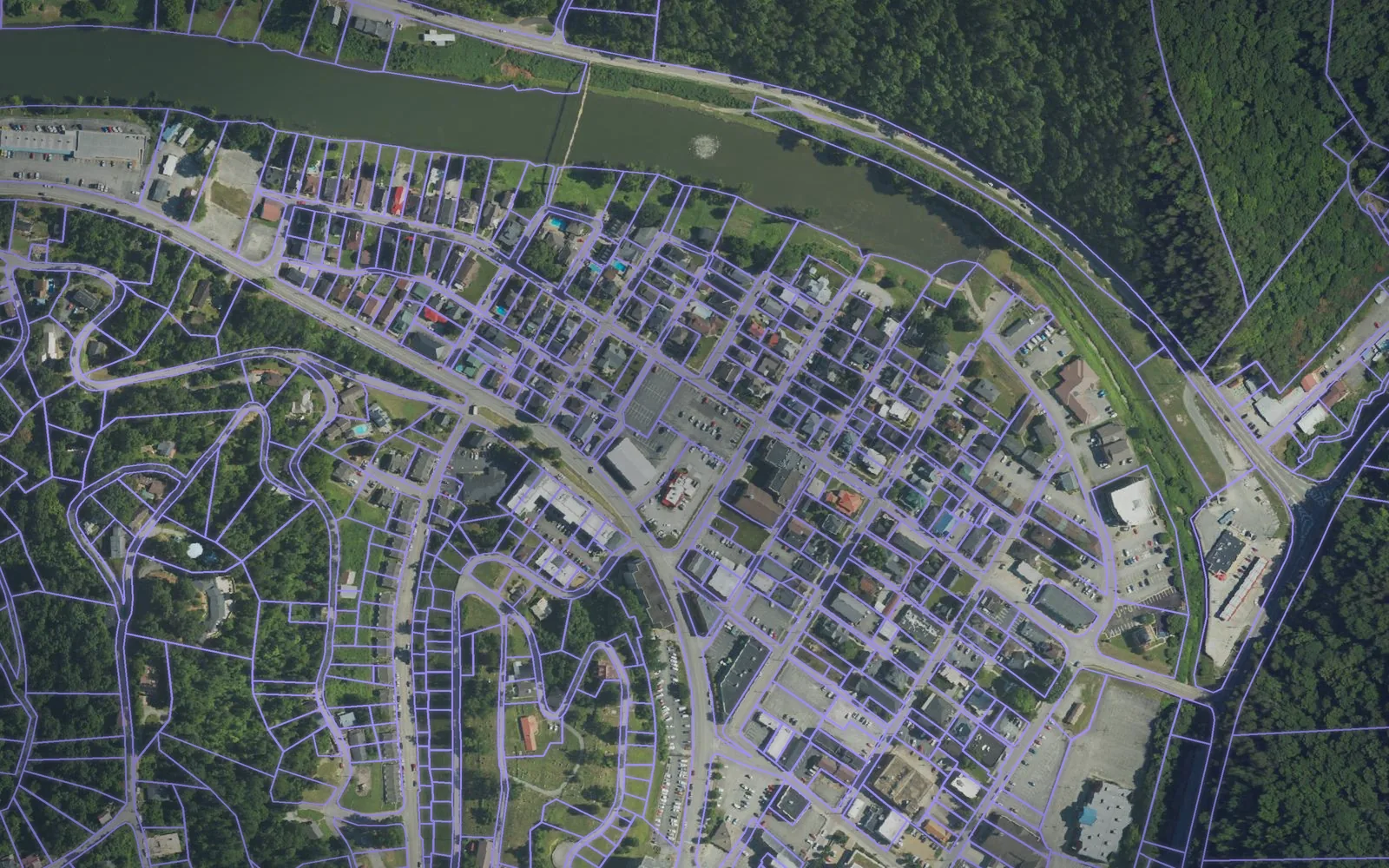 Parcel boundaries over aerial imagery of Pike County, Kentucky