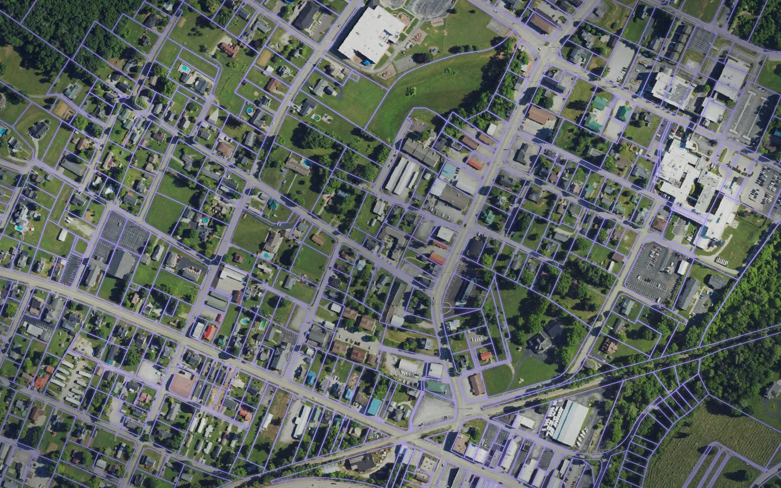 Parcel boundaries over aerial imagery of Rockcastle County, Kentucky