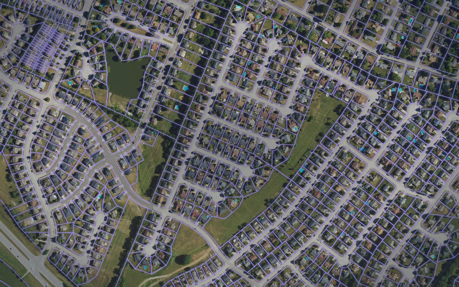 Parcel boundaries over aerial imagery of Scott County, Kentucky