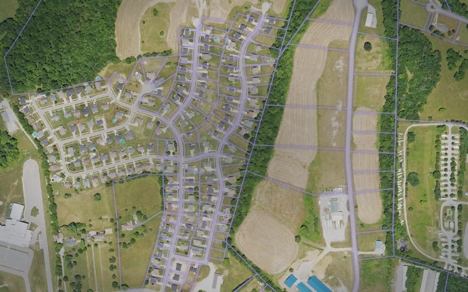Parcel boundaries over aerial imagery of Spencer County, Kentucky