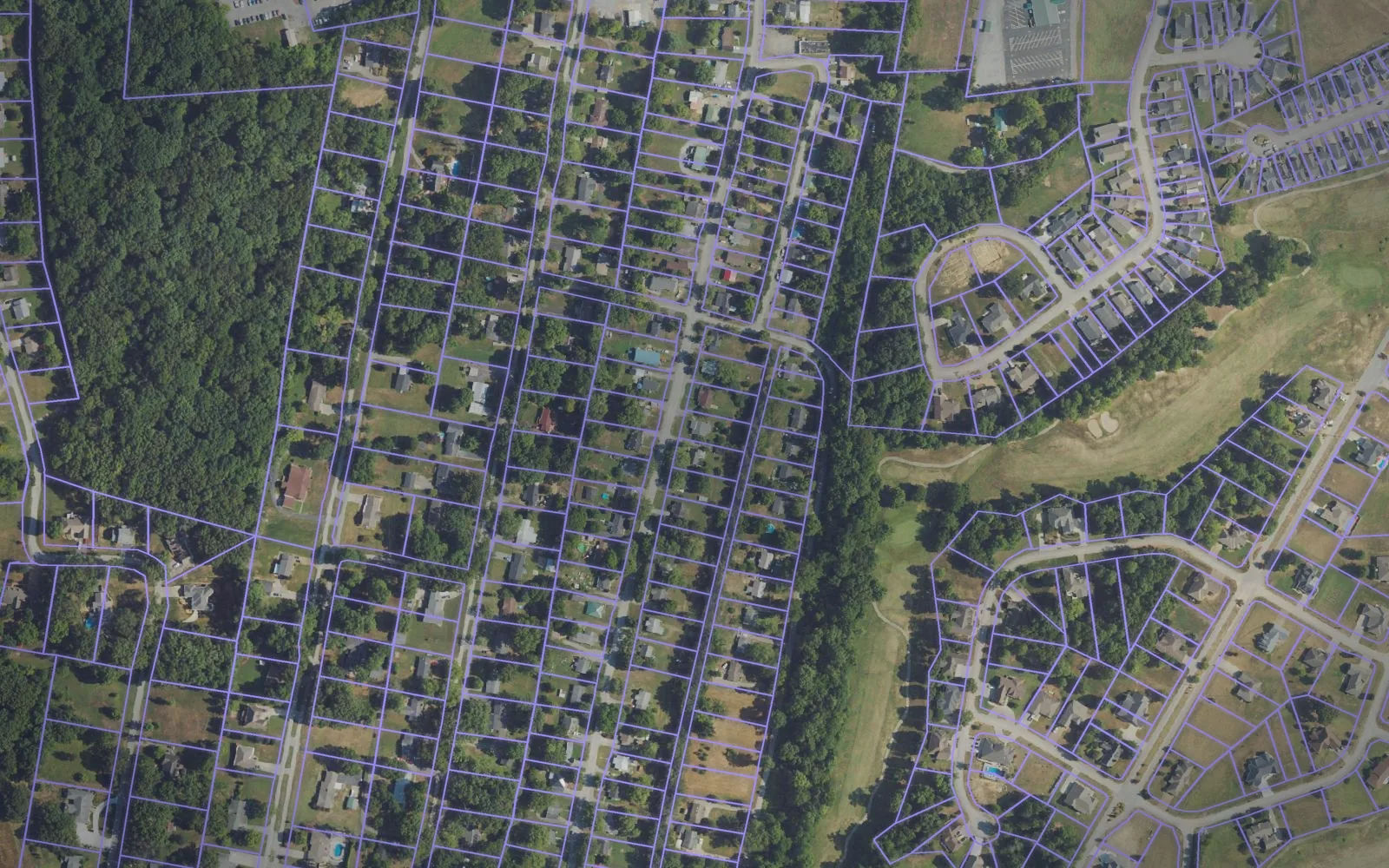 Parcel boundaries over aerial imagery of Trigg County, Kentucky