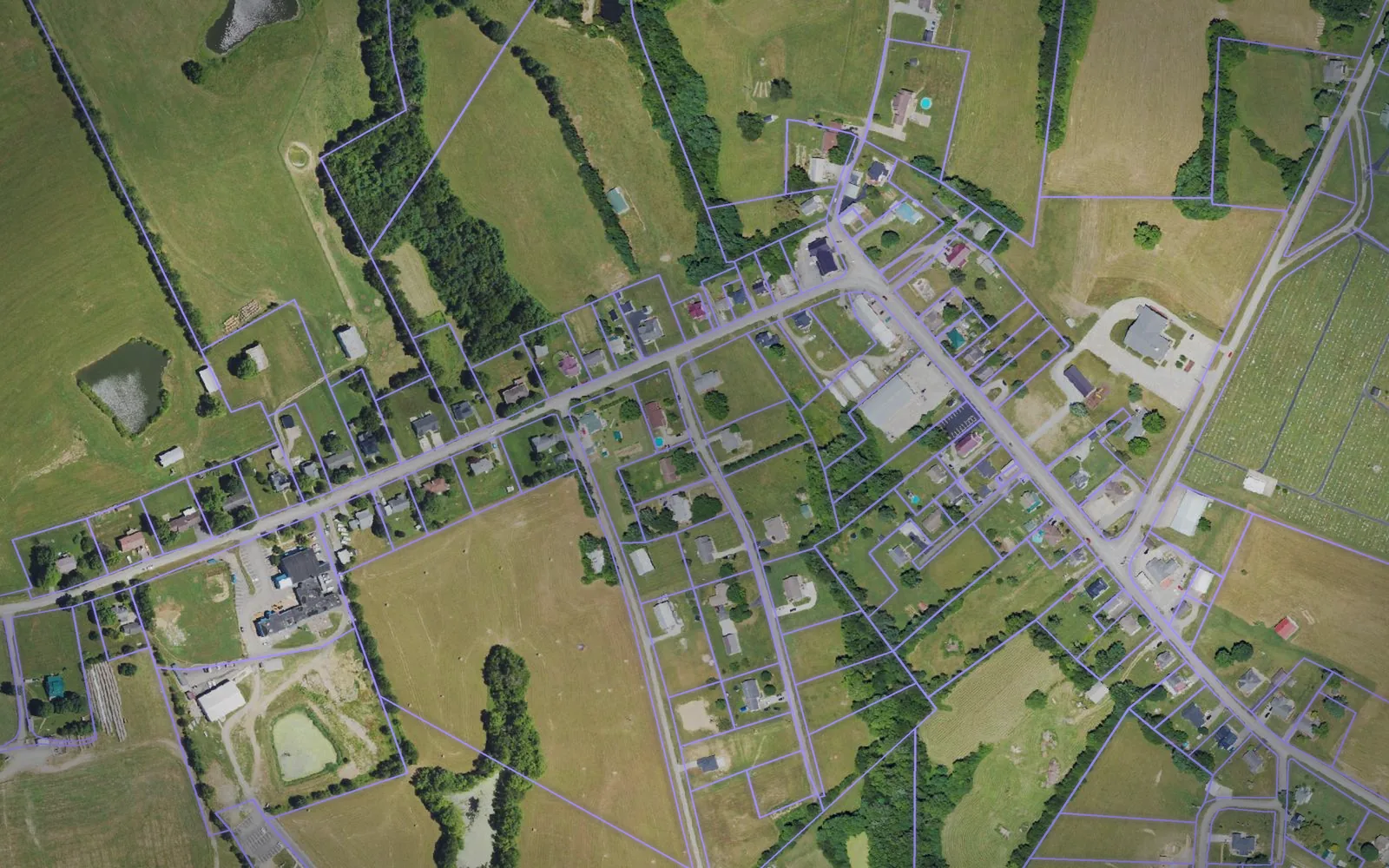 Parcel boundaries over aerial imagery of Washington County, Kentucky