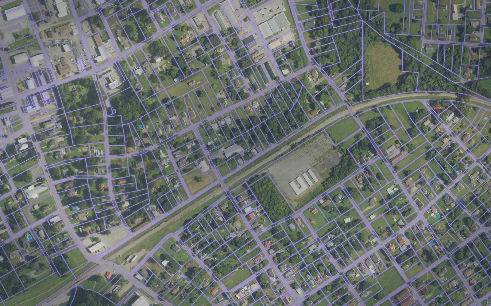 Parcel boundaries over aerial imagery of Webster County, Kentucky