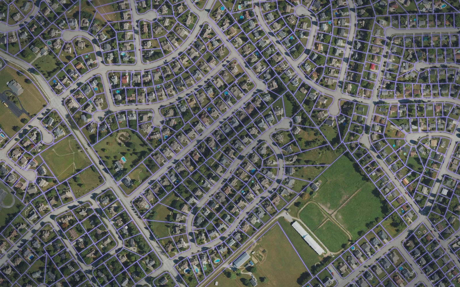 Parcel boundaries over aerial imagery of Woodford County, Kentucky