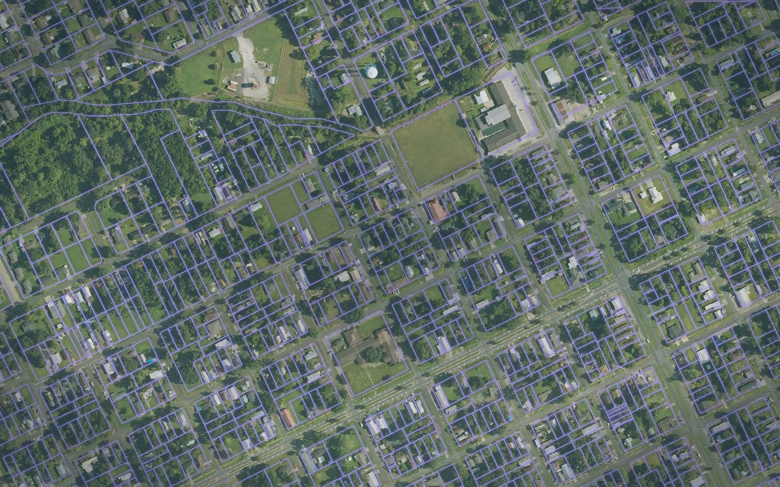 Parcel boundaries over aerial imagery of Acadia Parish, Louisiana