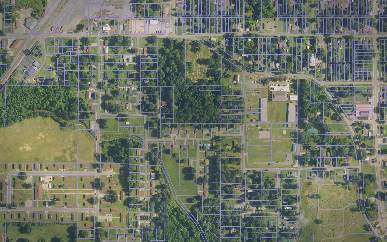 Parcel boundaries over aerial imagery of De Soto Parish, Louisiana
