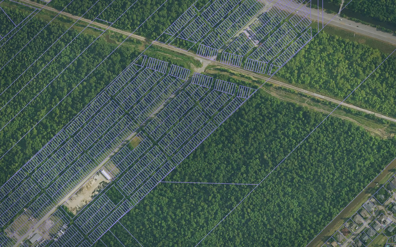Parcel boundaries over aerial imagery of St. Charles Parish, Louisiana