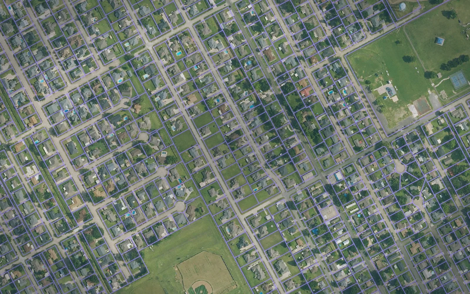 Parcel boundaries over aerial imagery of St. James Parish, Louisiana