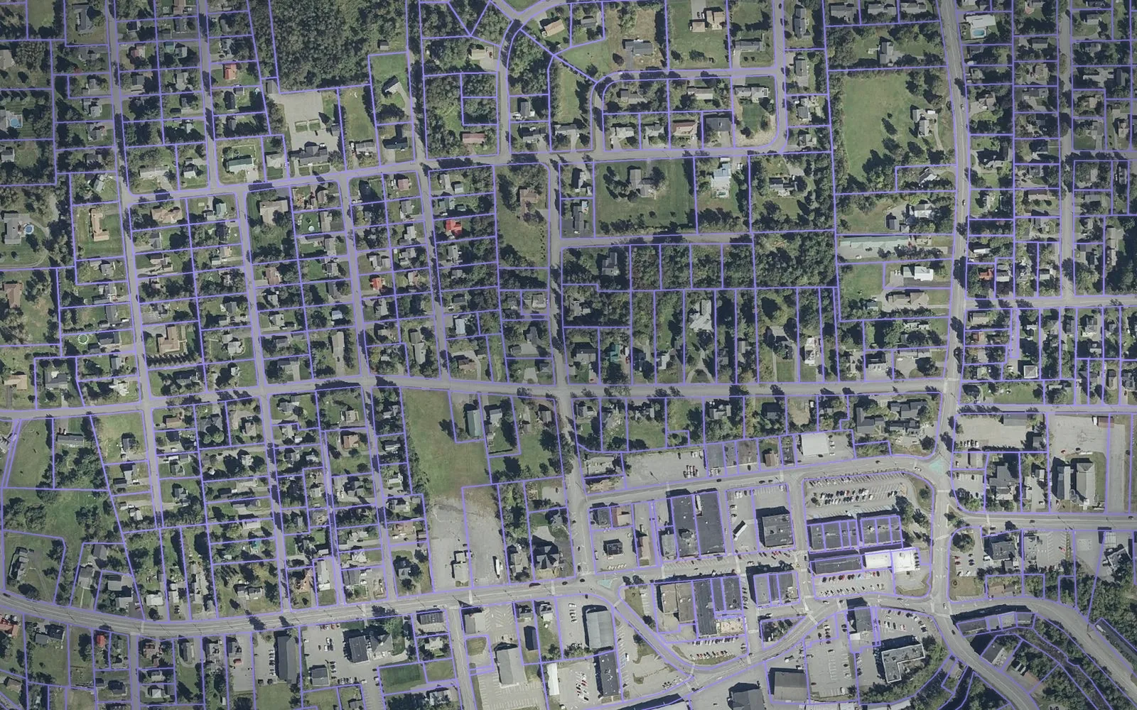 Parcel boundaries over aerial imagery of Aroostook County, Maine