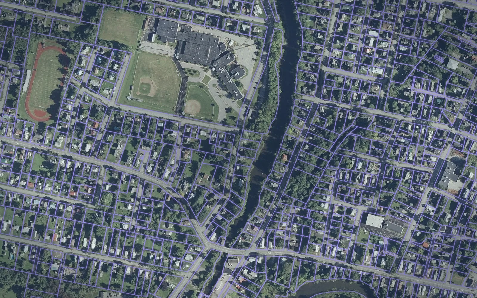 Parcel boundaries over aerial imagery of Kennebec County, Maine