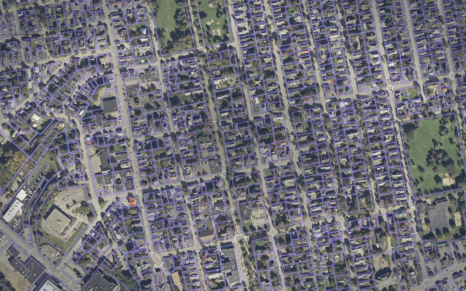 Parcel boundaries over aerial imagery of Penobscot County, Maine