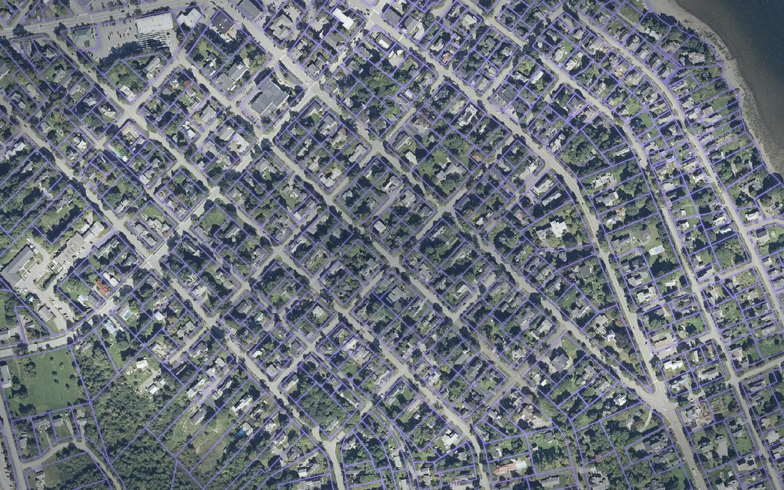 Parcel boundaries over aerial imagery of Waldo County, Maine