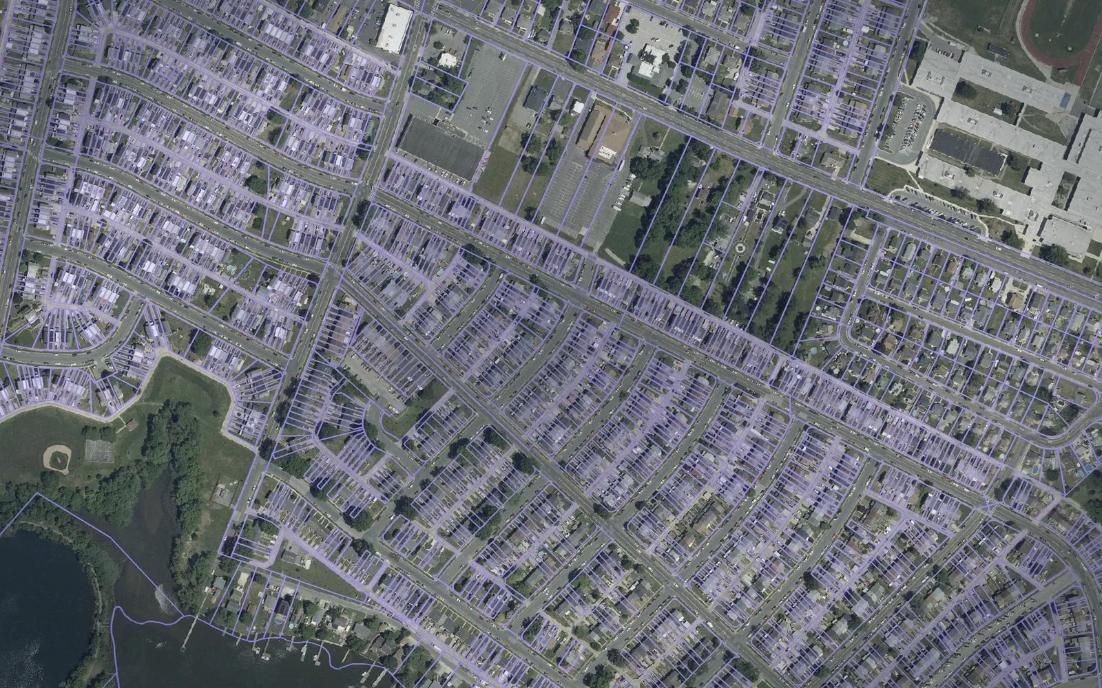 Parcel boundaries over aerial imagery of Baltimore County, Maryland