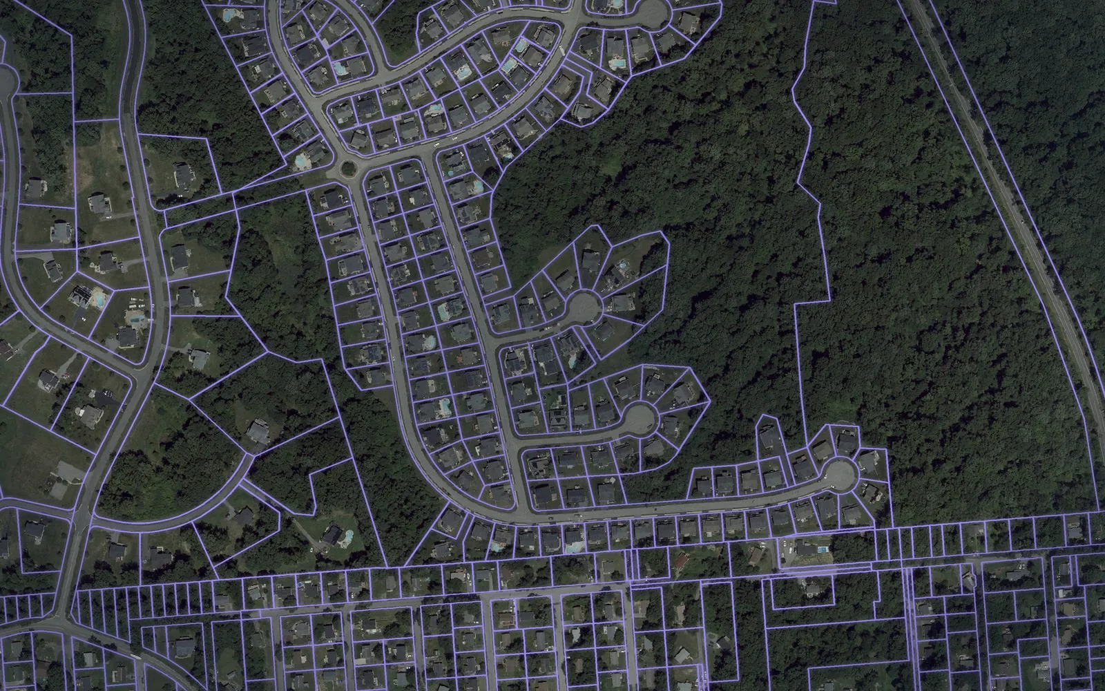 Parcel boundaries over aerial imagery of Calvert County, Maryland
