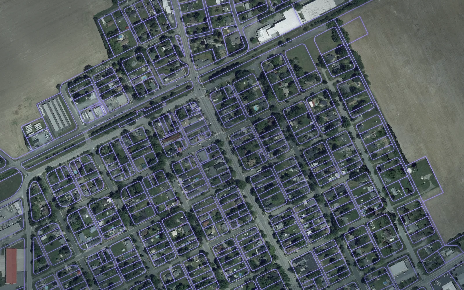 Parcel boundaries over aerial imagery of Caroline County, Maryland