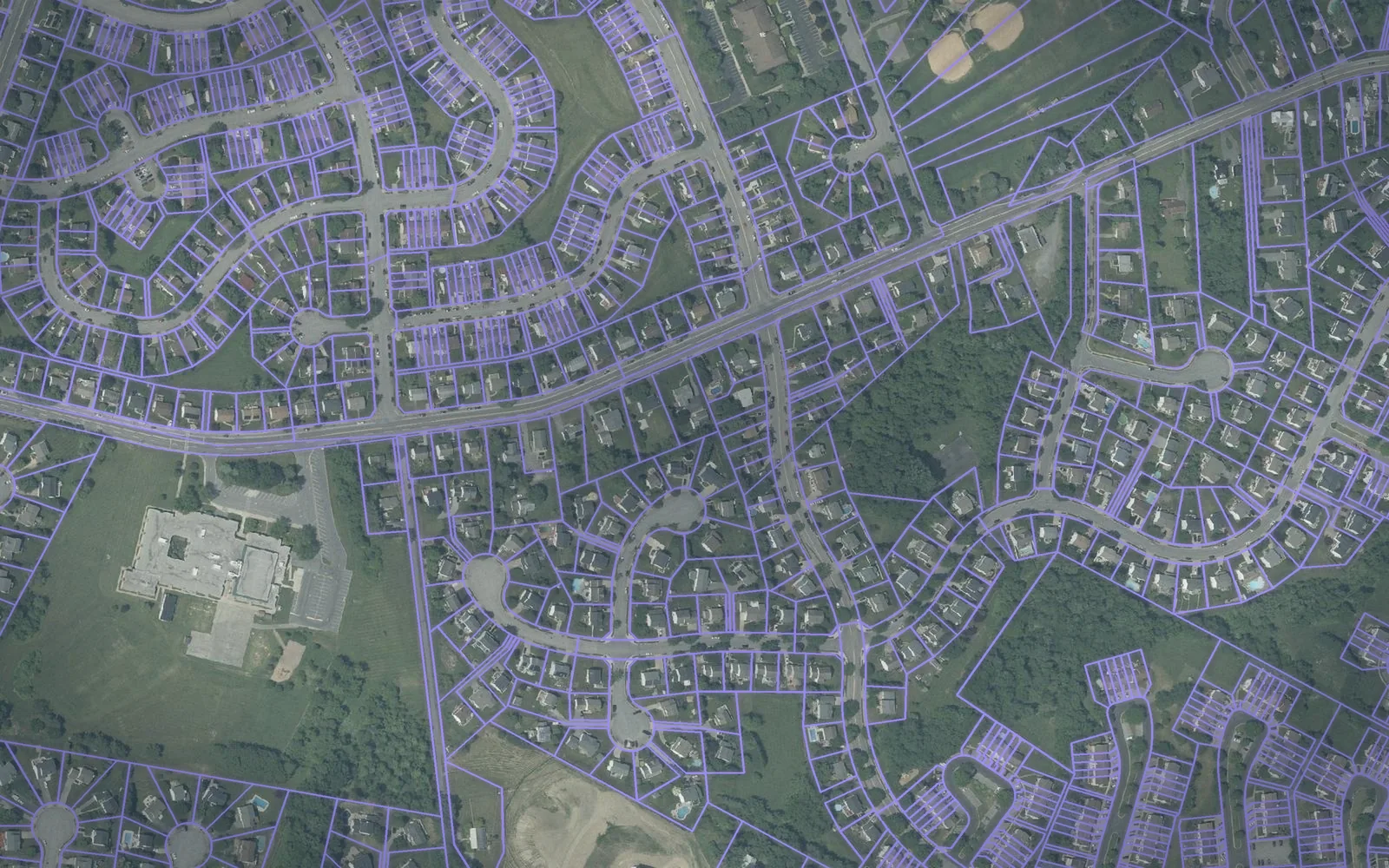 Parcel boundaries over aerial imagery of Carroll County, Maryland