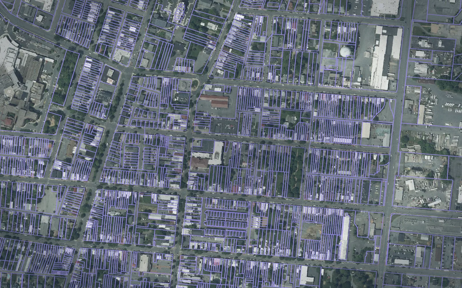 Parcel boundaries over aerial imagery of Frederick County, Maryland