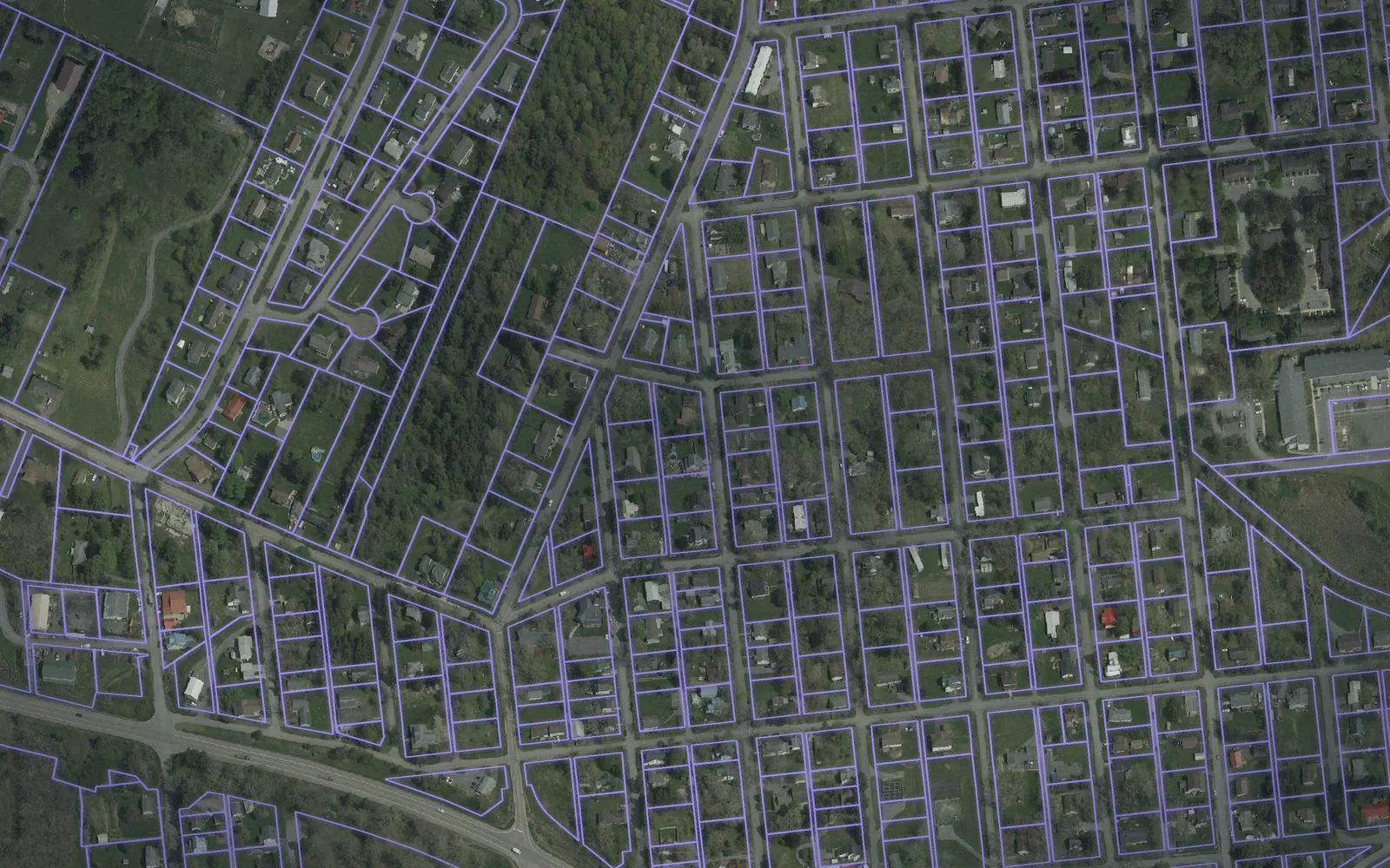 Parcel boundaries over aerial imagery of Garrett County, Maryland