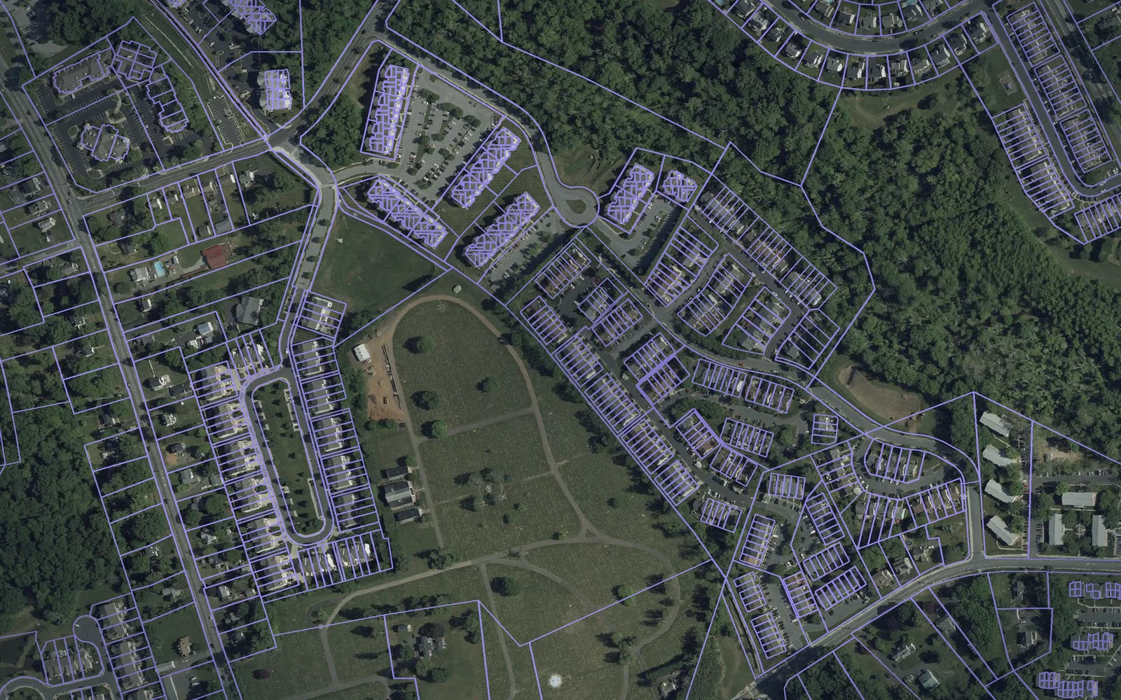 Parcel boundaries over aerial imagery of Harford County, Maryland