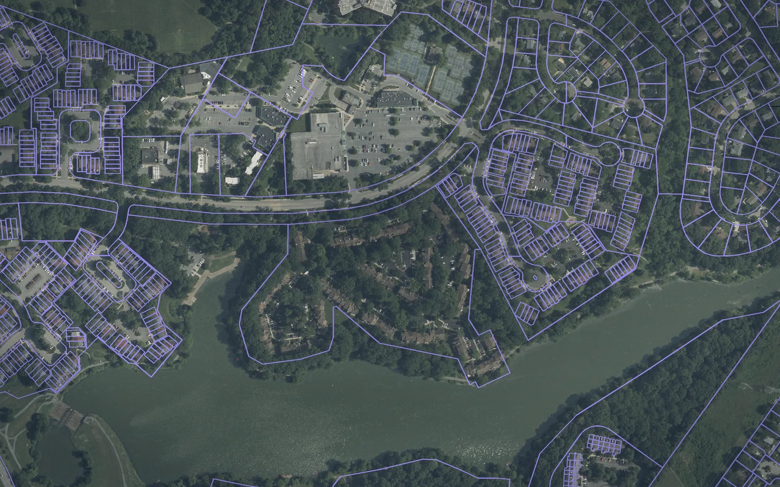Parcel boundaries over aerial imagery of Howard County, Maryland