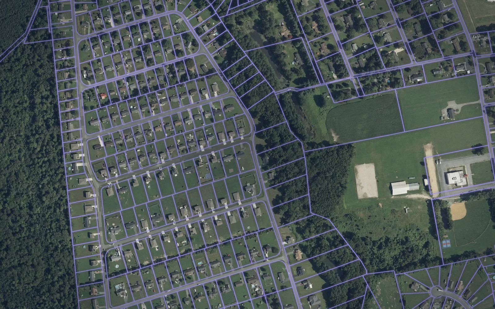 Parcel boundaries over aerial imagery of Somerset County, Maryland