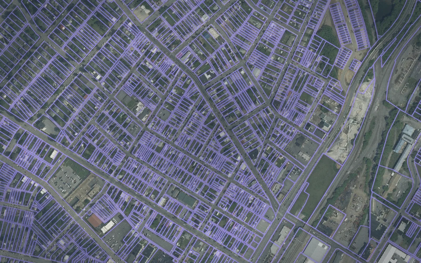 Parcel boundaries over aerial imagery of Washington County, Maryland