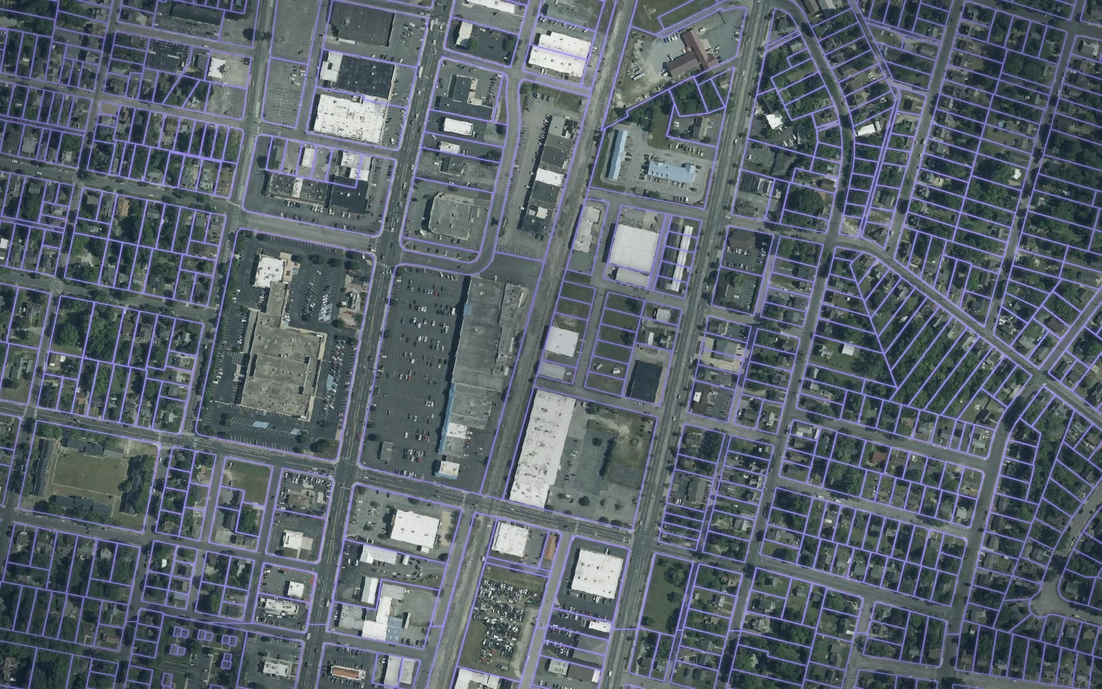 Parcel boundaries over aerial imagery of Wicomico County, Maryland