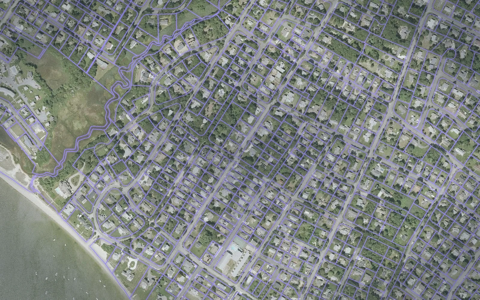 Parcel boundaries over aerial imagery of Barnstable County, Massachusetts