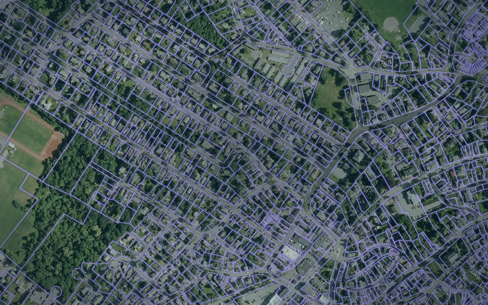 Parcel boundaries over aerial imagery of Essex County, Massachusetts