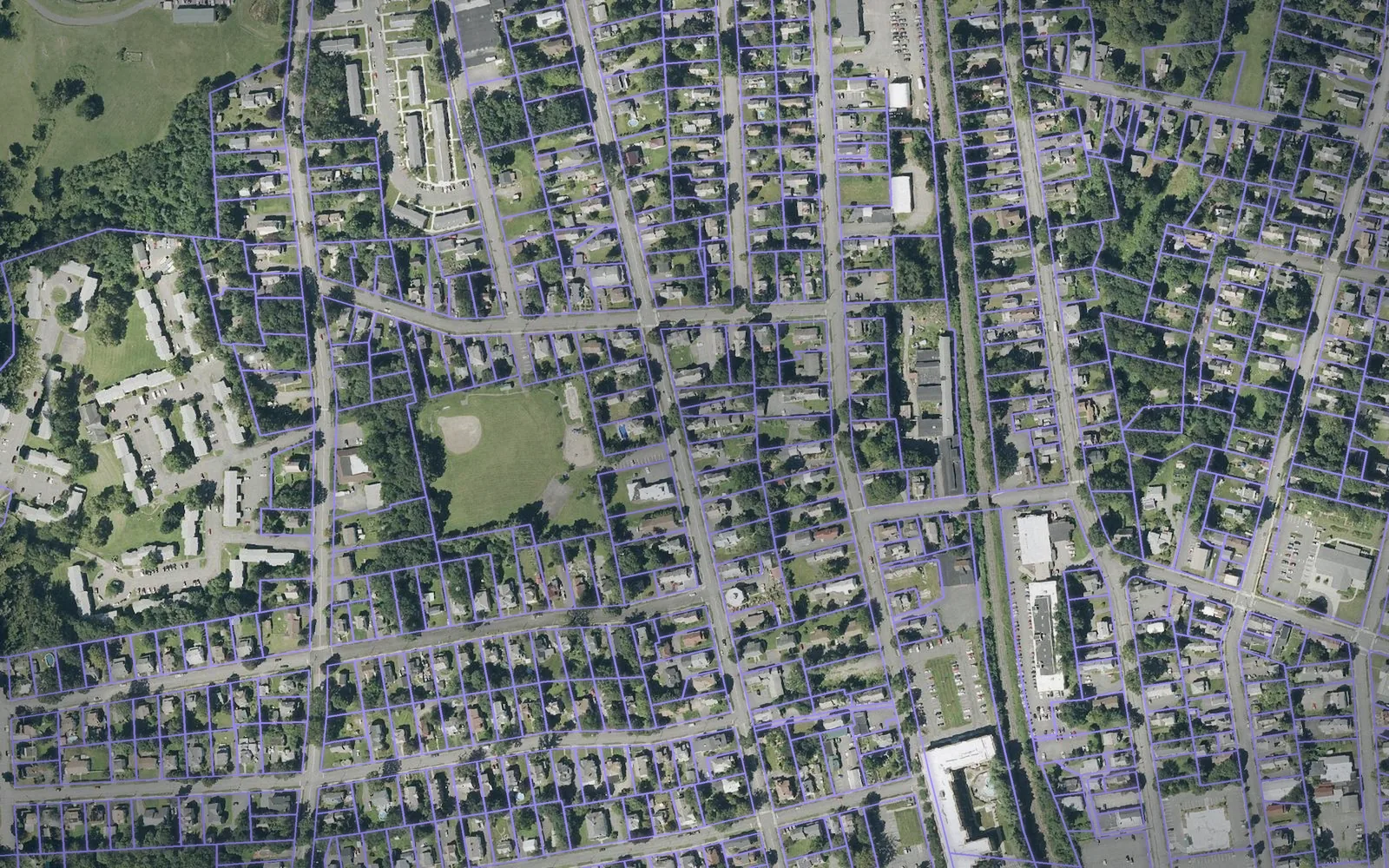 Parcel boundaries over aerial imagery of Franklin County, Massachusetts