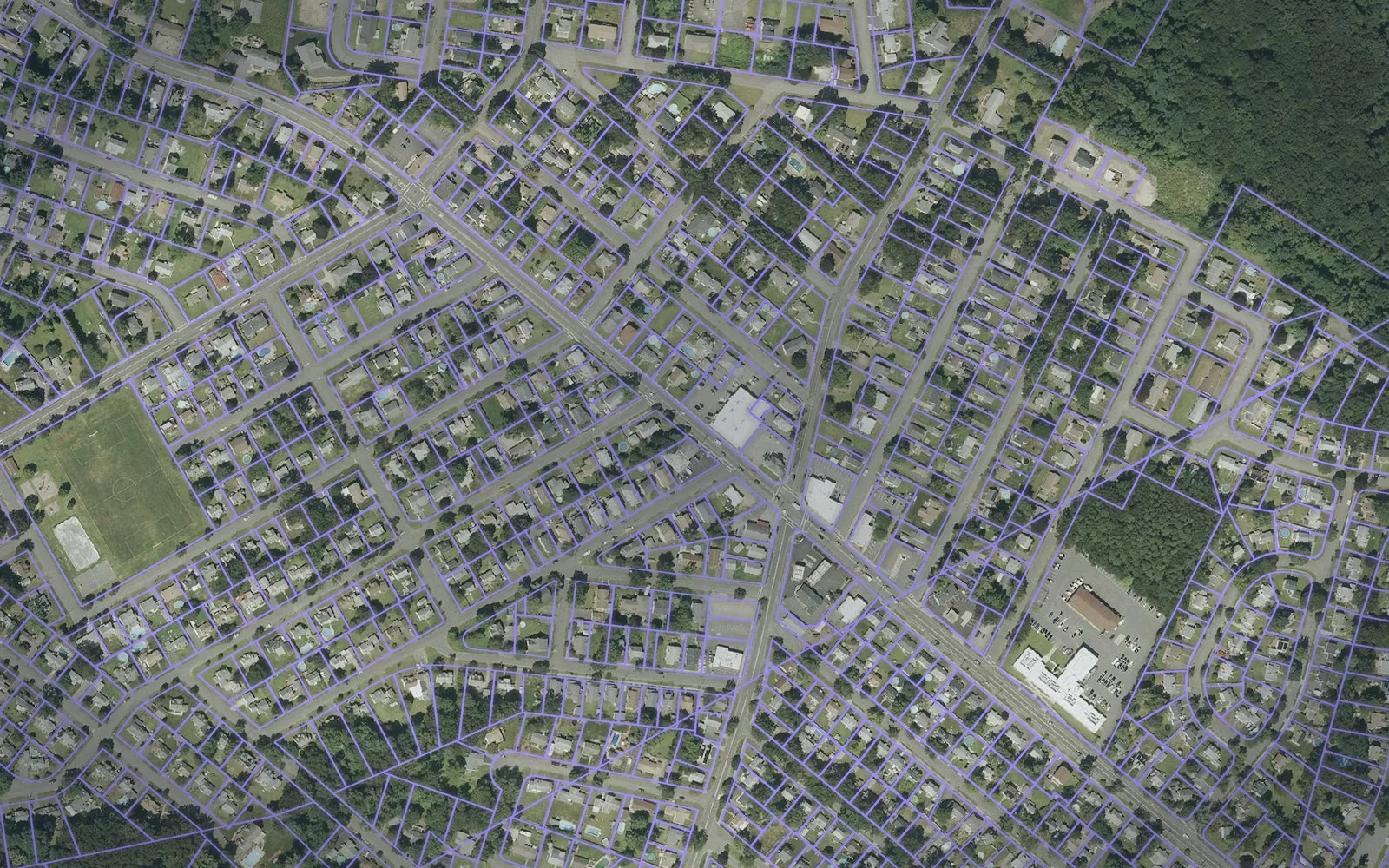 Parcel boundaries over aerial imagery of Hampden County, Massachusetts