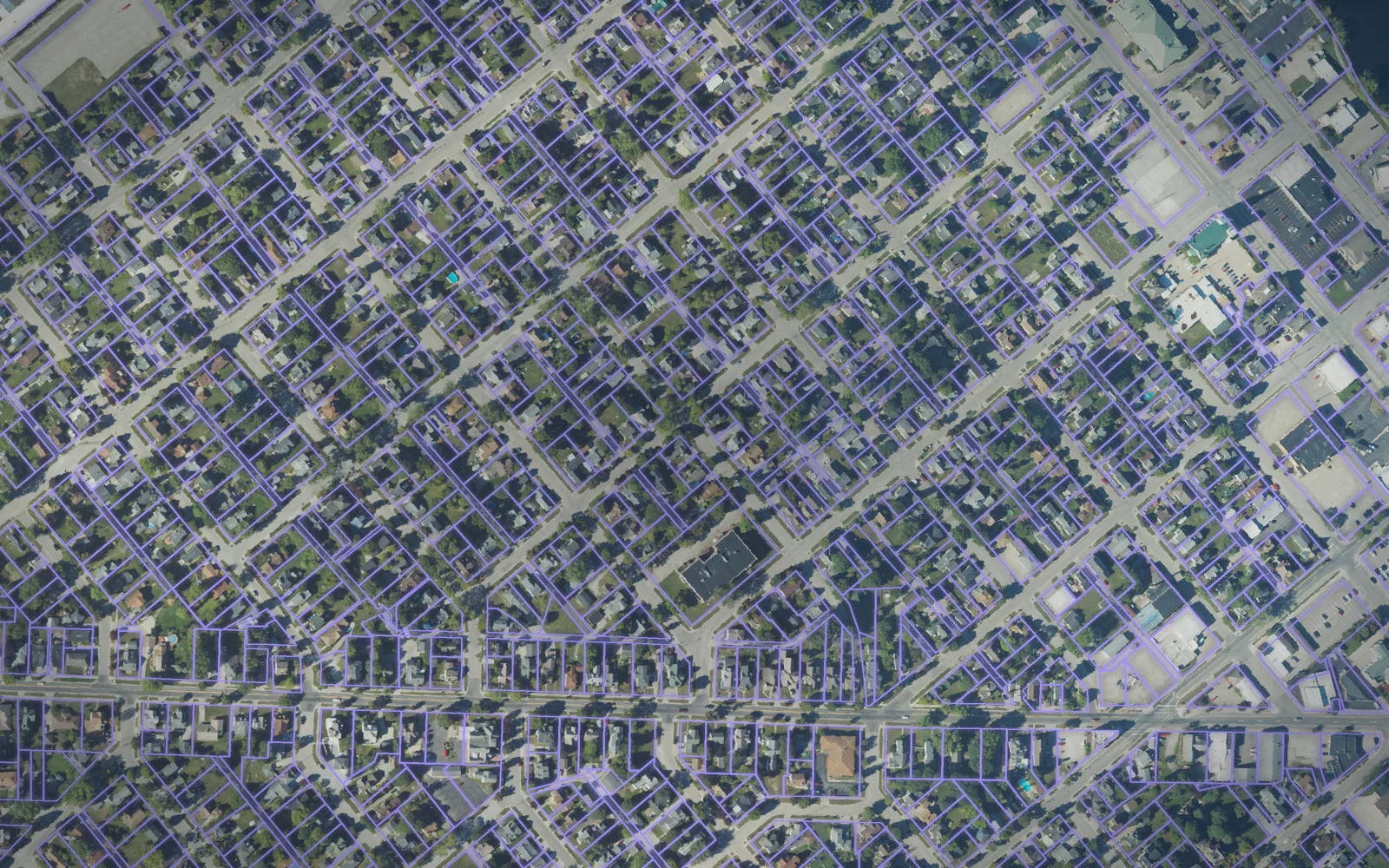 Parcel boundaries over aerial imagery of Alpena County, Michigan