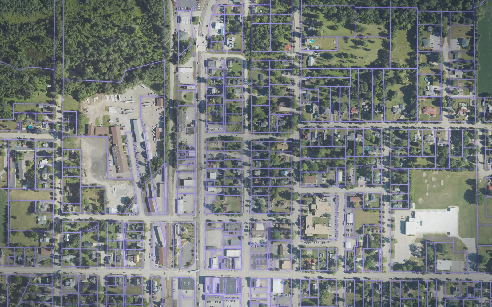 Parcel boundaries over aerial imagery of Arenac County, Michigan