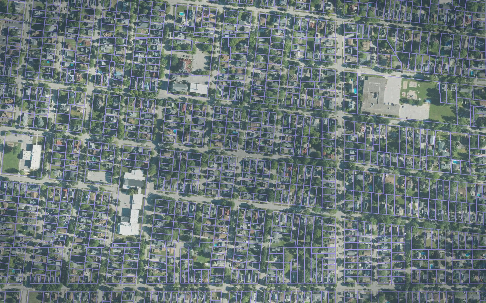 Parcel boundaries over aerial imagery of Bay County, Michigan