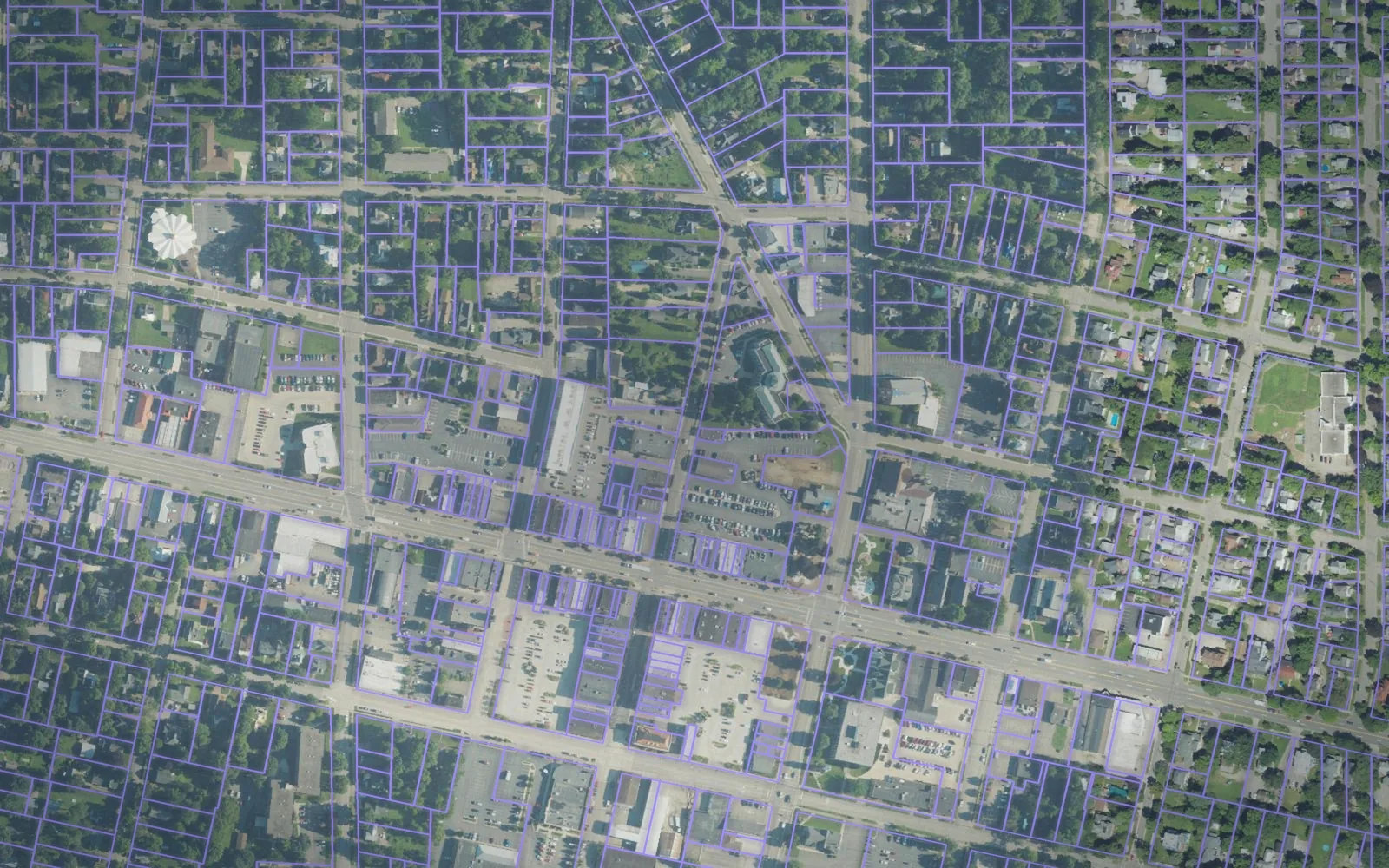 Parcel boundaries over aerial imagery of Branch County, Michigan