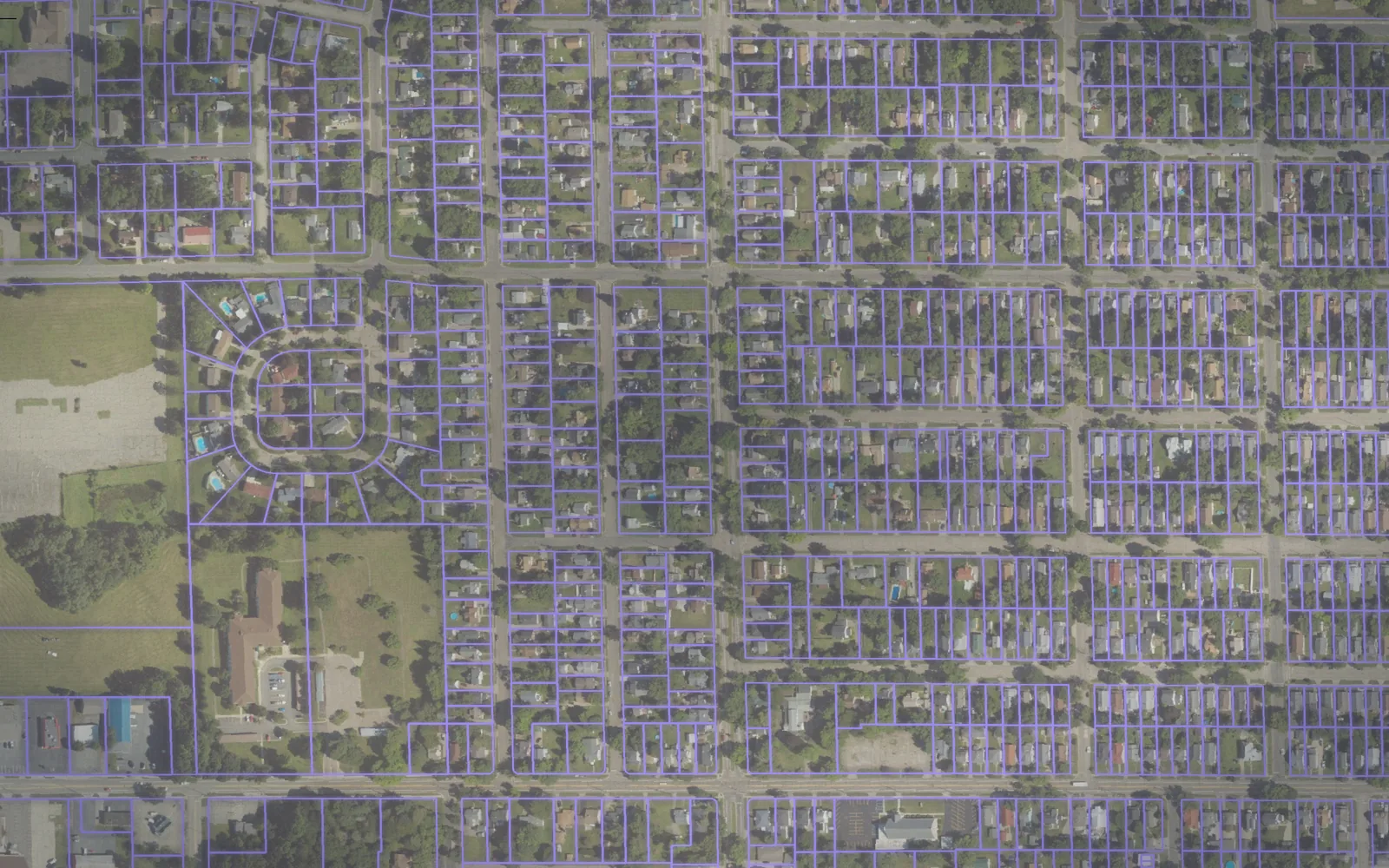 Parcel boundaries over aerial imagery of Calhoun County, Michigan
