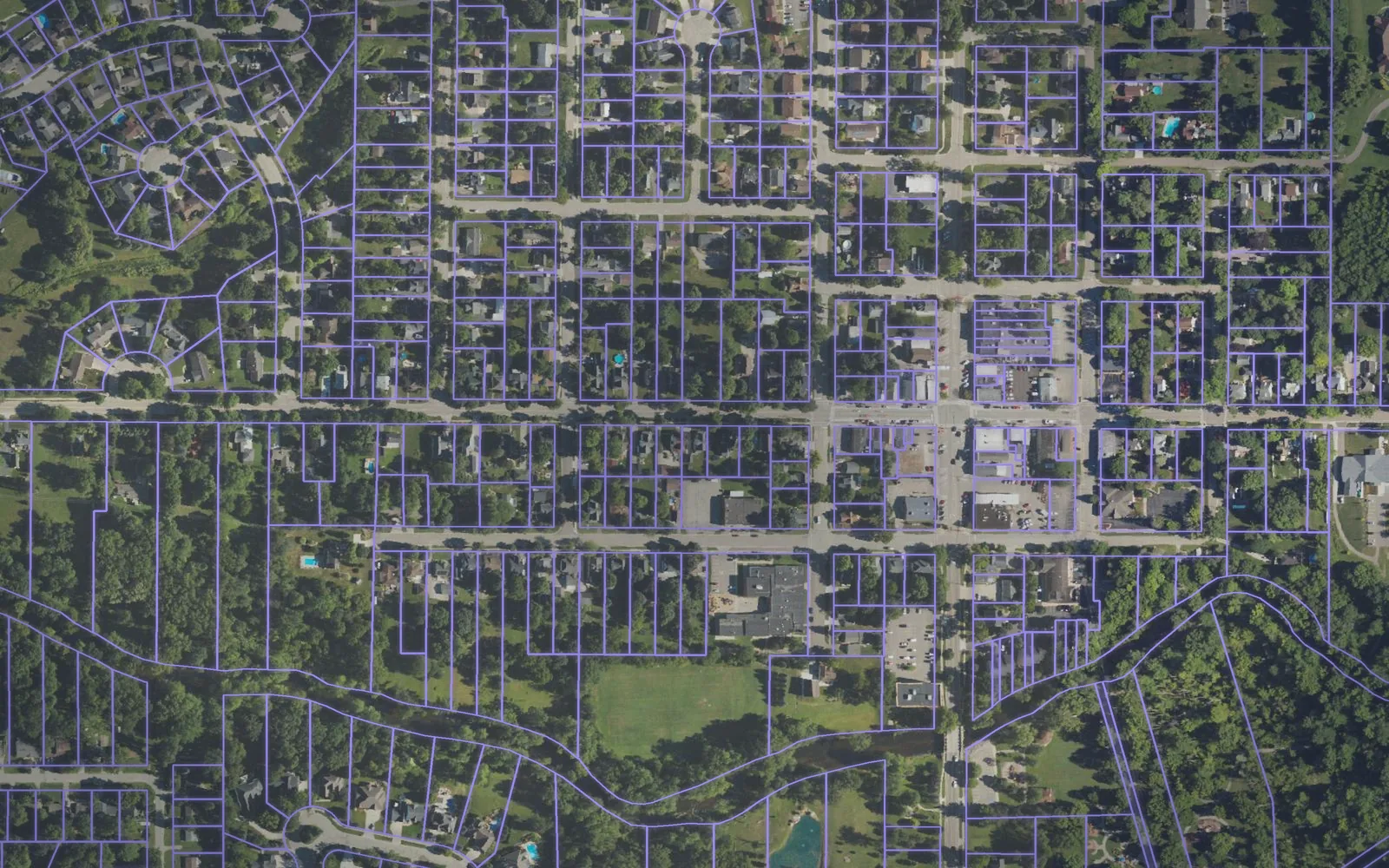 Parcel boundaries over aerial imagery of Clinton County, Michigan