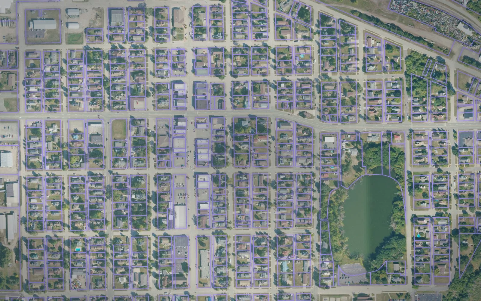 Parcel boundaries over aerial imagery of Dickinson County, Michigan