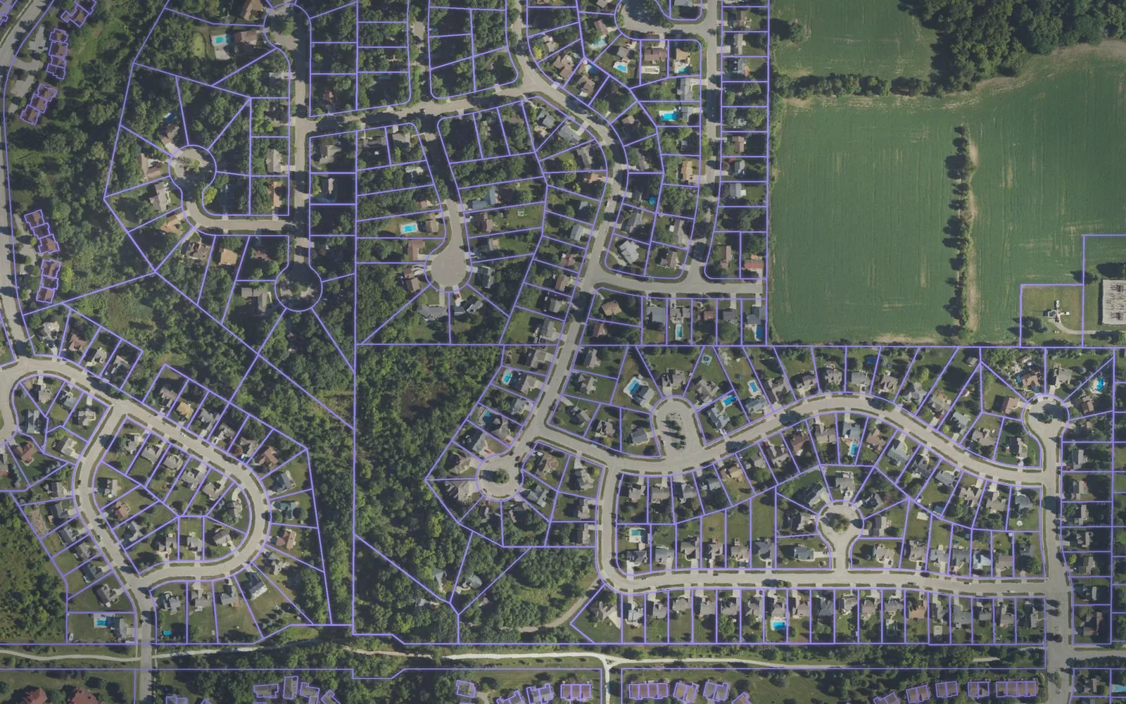 Parcel boundaries over aerial imagery of Eaton County, Michigan